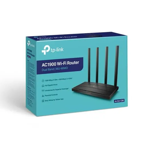 Router Inalámbrico TP-Link ArcherC80, MU-MIMO Inalámbrico AC1900 4
