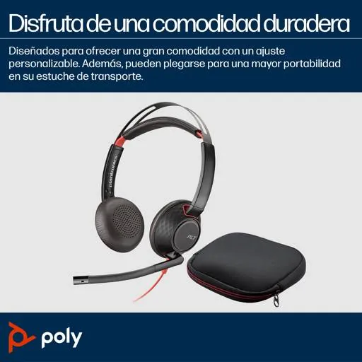 Auriculares Estéreo Poly Blackwire 5220 USB-C con Conector de 3,5 mm y Adaptador USB-C/A 4