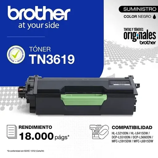 Cartucho de Tóner Original Brother TN-3619, Negro, 18.000 páginas 3