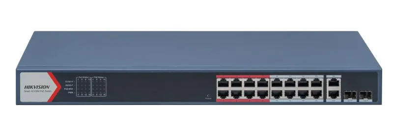 Switch PoE 16 Puertos 100Mbps, Hikvision DS-3E1318P-EI, 2 Combo Gigabit, 230W, IP Extendido 1