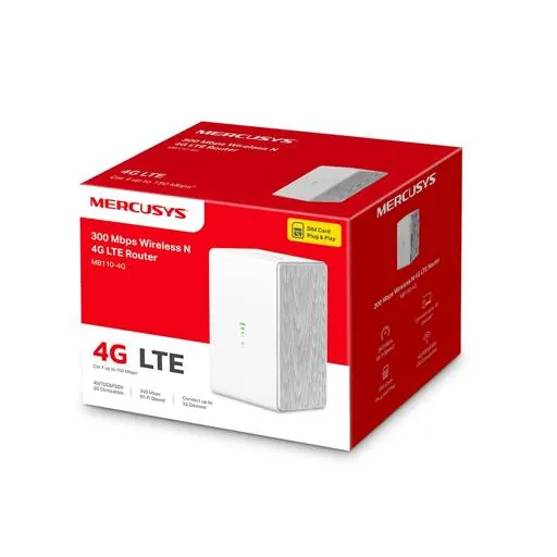 Modem Mercusys MB110-4G LTE, Wi-Fi 300 Mbps, Ethernet 5