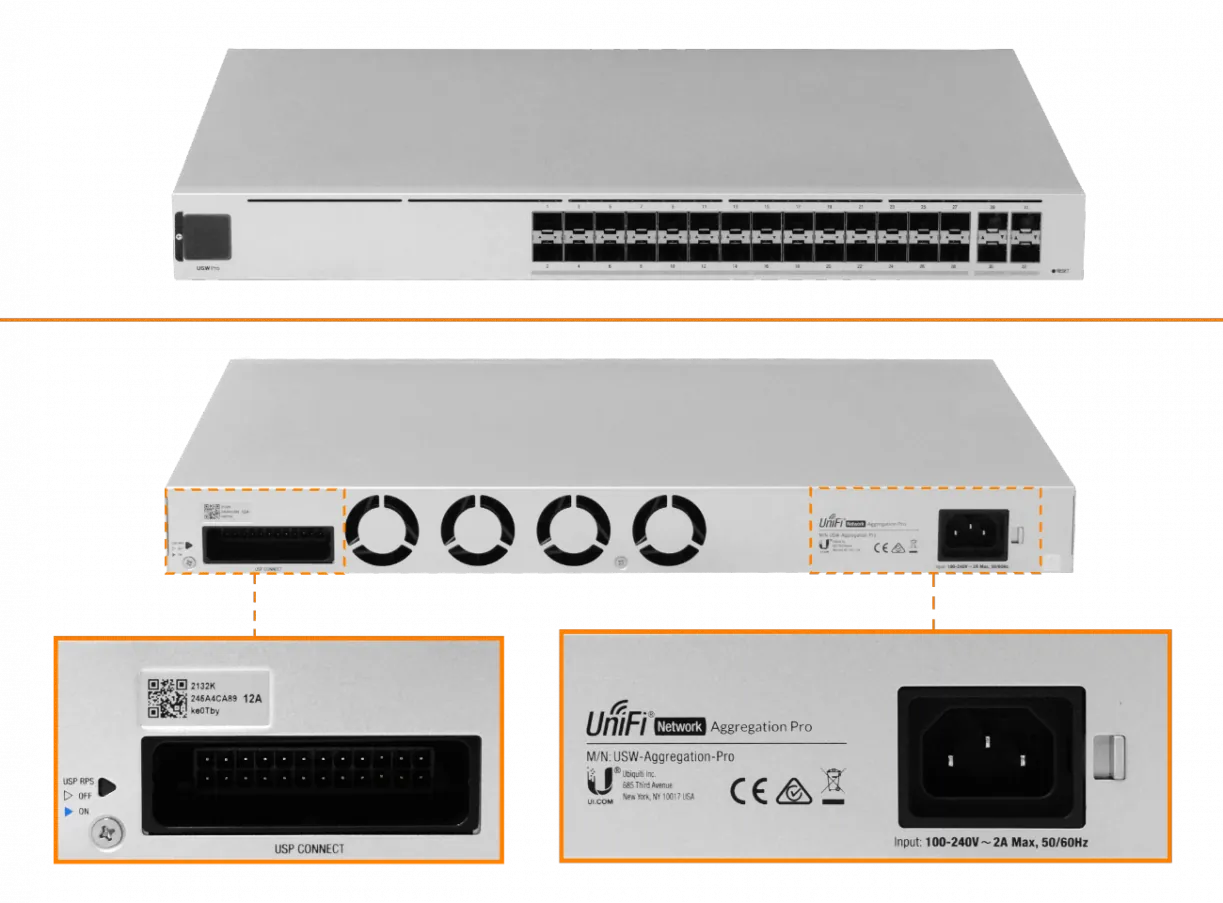 UBIQUITI UniFi 4-SFP28-25G 28-SFP+10G Switch Rack Admin-L3 100-240VAC 2
