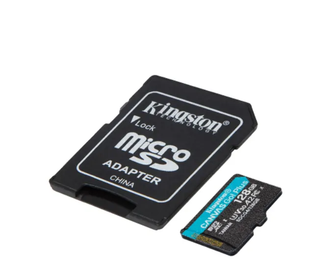 Memoria mictoSD Kingston canvas go plus 128gb v30 + adaptador SD 4