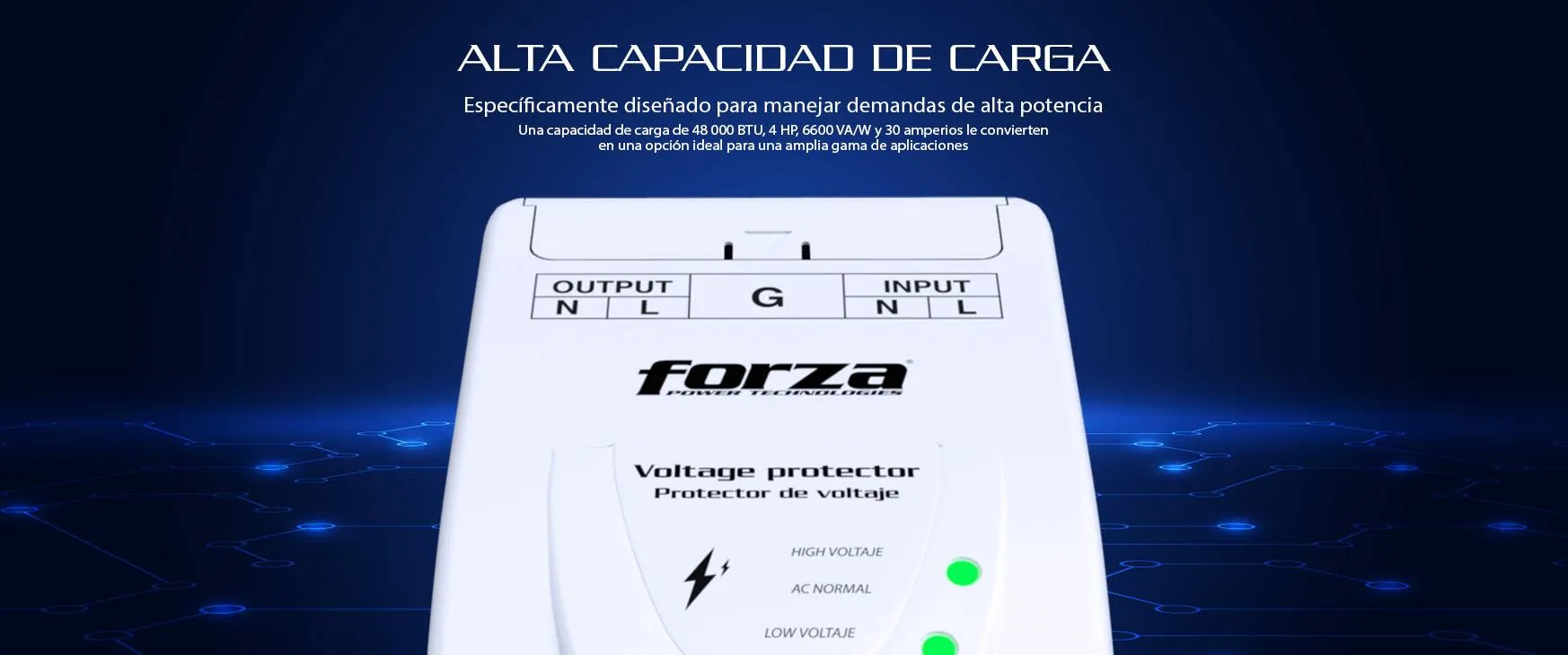 Protector de Voltaje Forza FVP-6630B - 6600W, 30A, 4HP, 220V, 880J, Temporizador 5