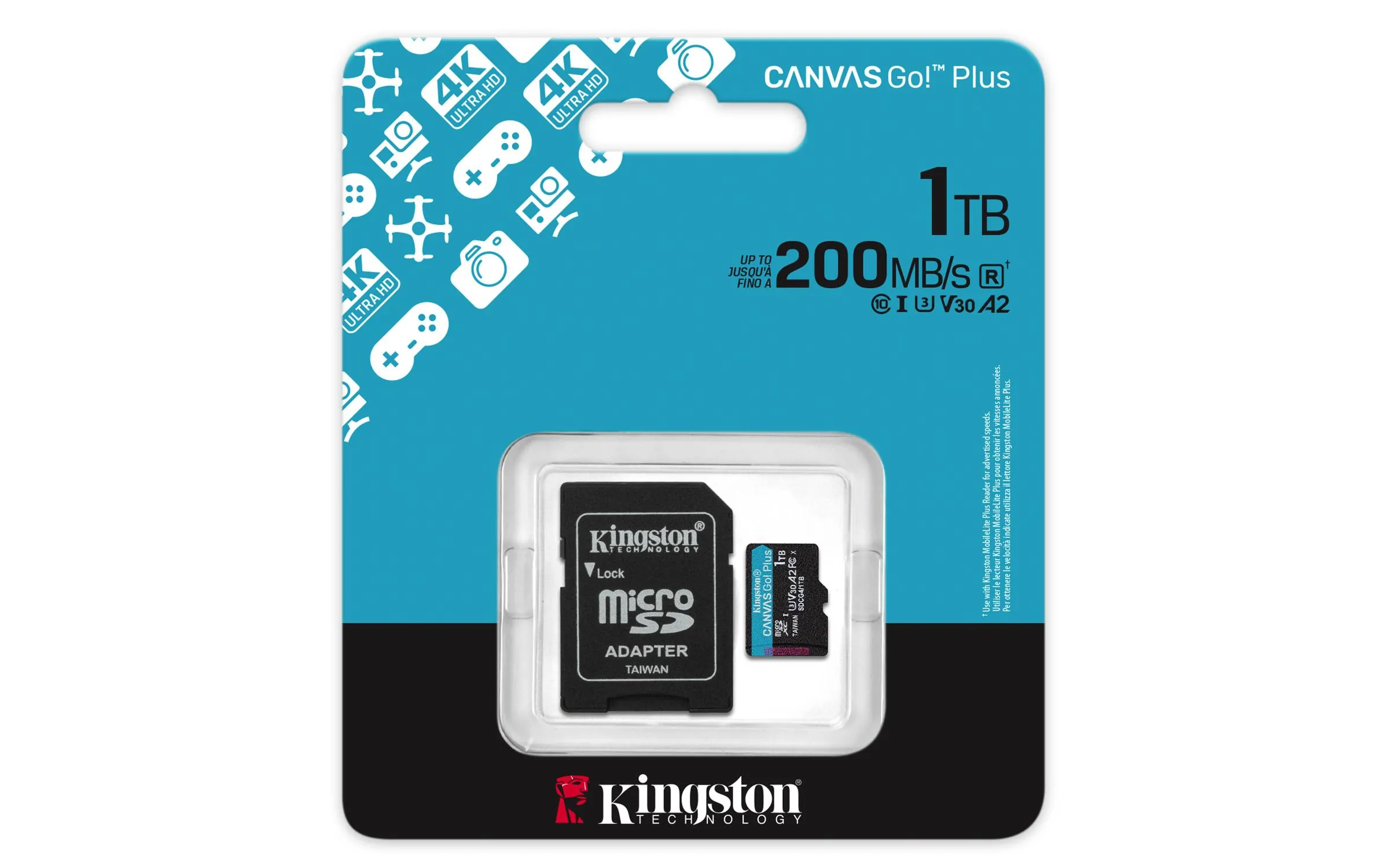 Memoria microSD Kingston Canvas Go! Plus 1TB microSD V30 + Adaptador SD 2