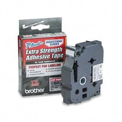 Cinta Laminada Mate Brother TZES941, Texto Negro sobre Fondo Plateado, 18mm, 8 Metros 1