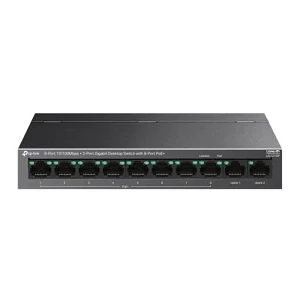 Switch TP-Link LS1210P de 10 puertos con 8 Fast Ethernet y 2 Gigabit PoE+