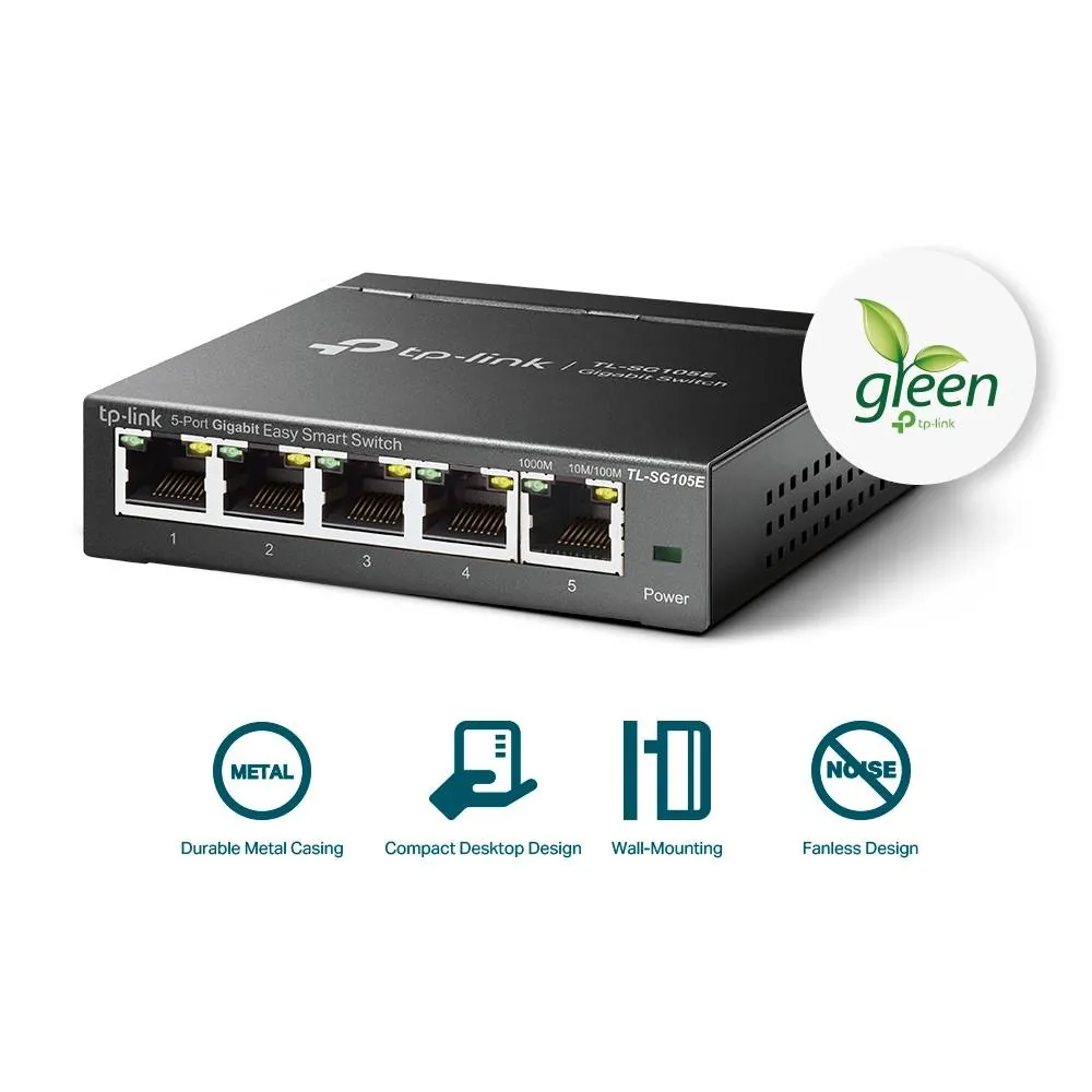 Switch Inteligente Sencillo Gigabit TP-Link TL-SG105E, 5 Puertos RJ45 10/100/1000Mbps 4