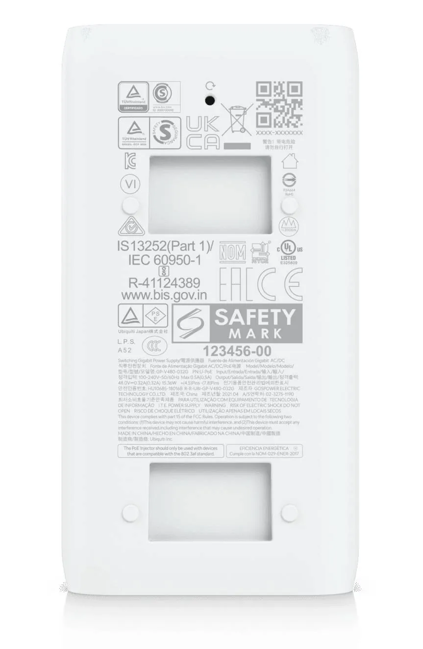 Inyector PoE Ubiquiti U-PoE 15W Gigabit Compacto con Proteccion ESD 7
