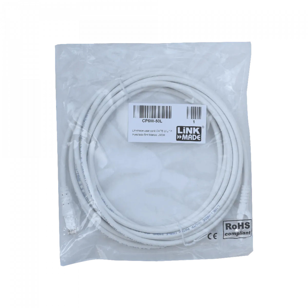 Cable Patch LINKMADE Cat6 Blanco LSZH U/UTP 5 metros Inyectado Multifilar de Alta Estabilidad 3