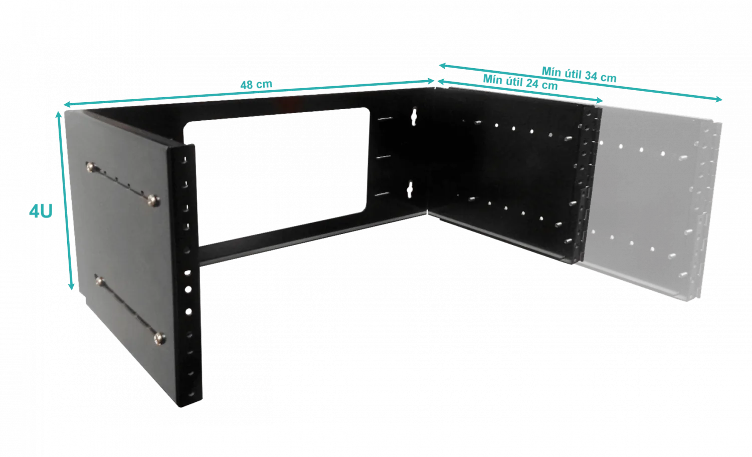 Bracket Mural Abierto 4U Ajustable con Bisagra 3