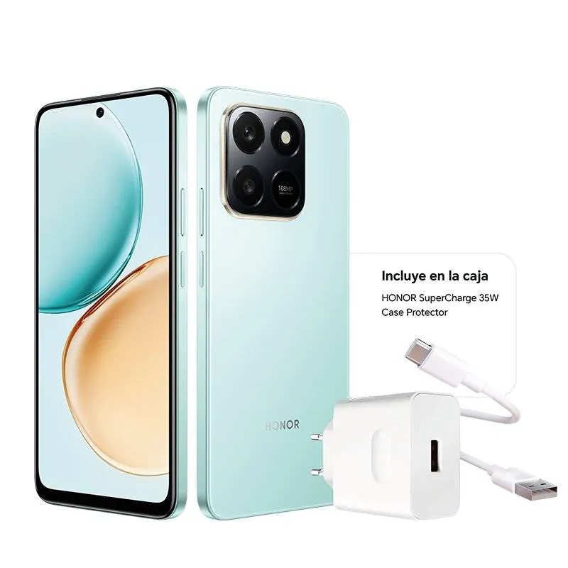 Smartphone HONOR X7d 4G 8GB 256GB Cámara 108MP Pantalla 120Hz Batería 6500mAh Uso Intensivo 12