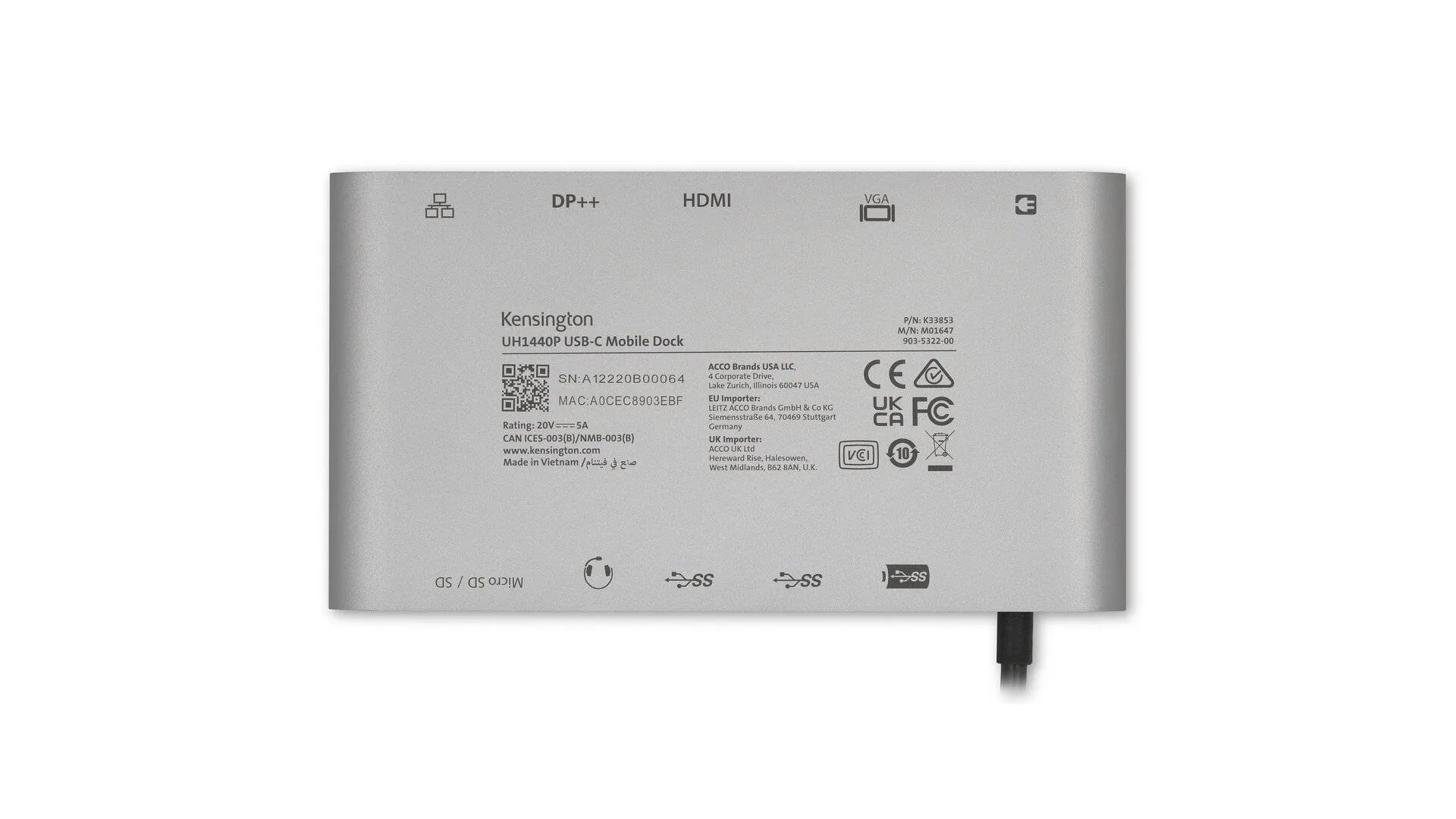 Docking Station UH1440P USBC USB4 K33853WW 5