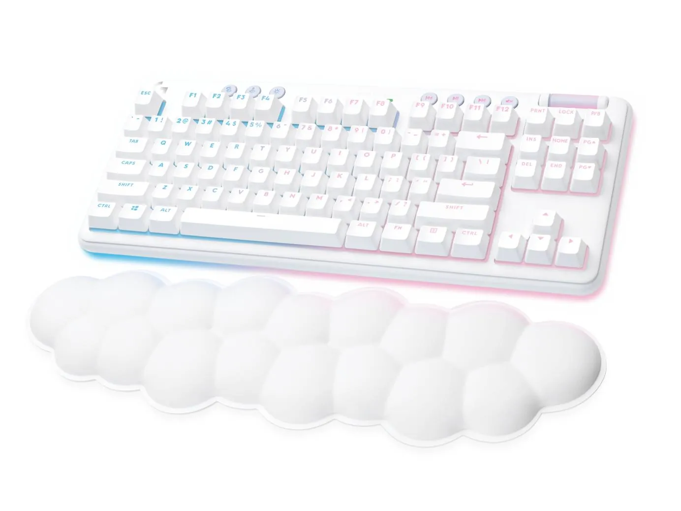 Teclado Gamer Inalámbrico Logitech G715,Switch GX Blue, RGB, Reposamuñecas, Blanco, Inglés 1