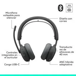 Audífonos Logitech Zone Wireless Bluetooth Grafito con Conectividad Multipunto y Uso Profesional 6