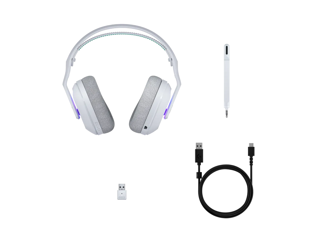 Audífonos Gamer Logitech G522 LIGHTSPEED, Wireless 2.4GHz, RGB, Blanco 6
