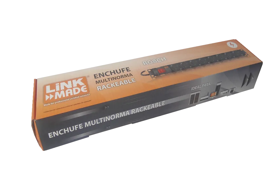 Regleta PDU LINKMADE 8 Schuko/Hembra con Interruptor Piloto 1U Rack 10A 2
