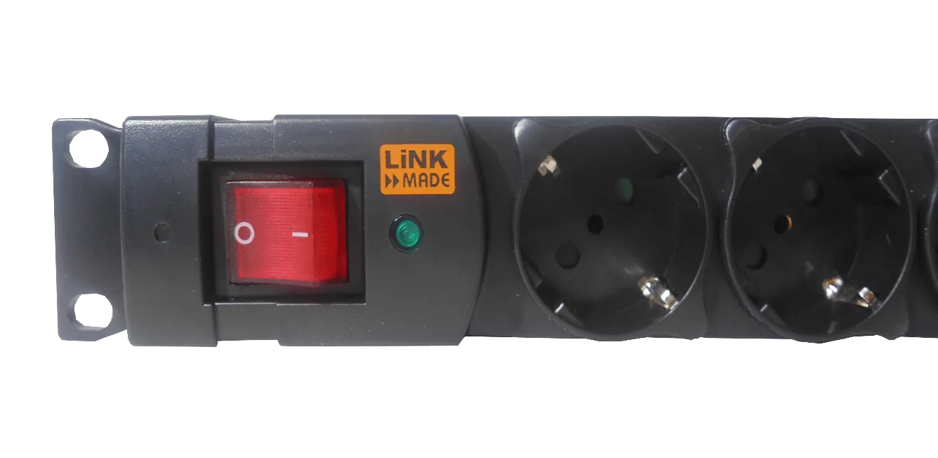 Regleta PDU LINKMADE 8 Schuko/Hembra con Interruptor Piloto 1U Rack 10A 3