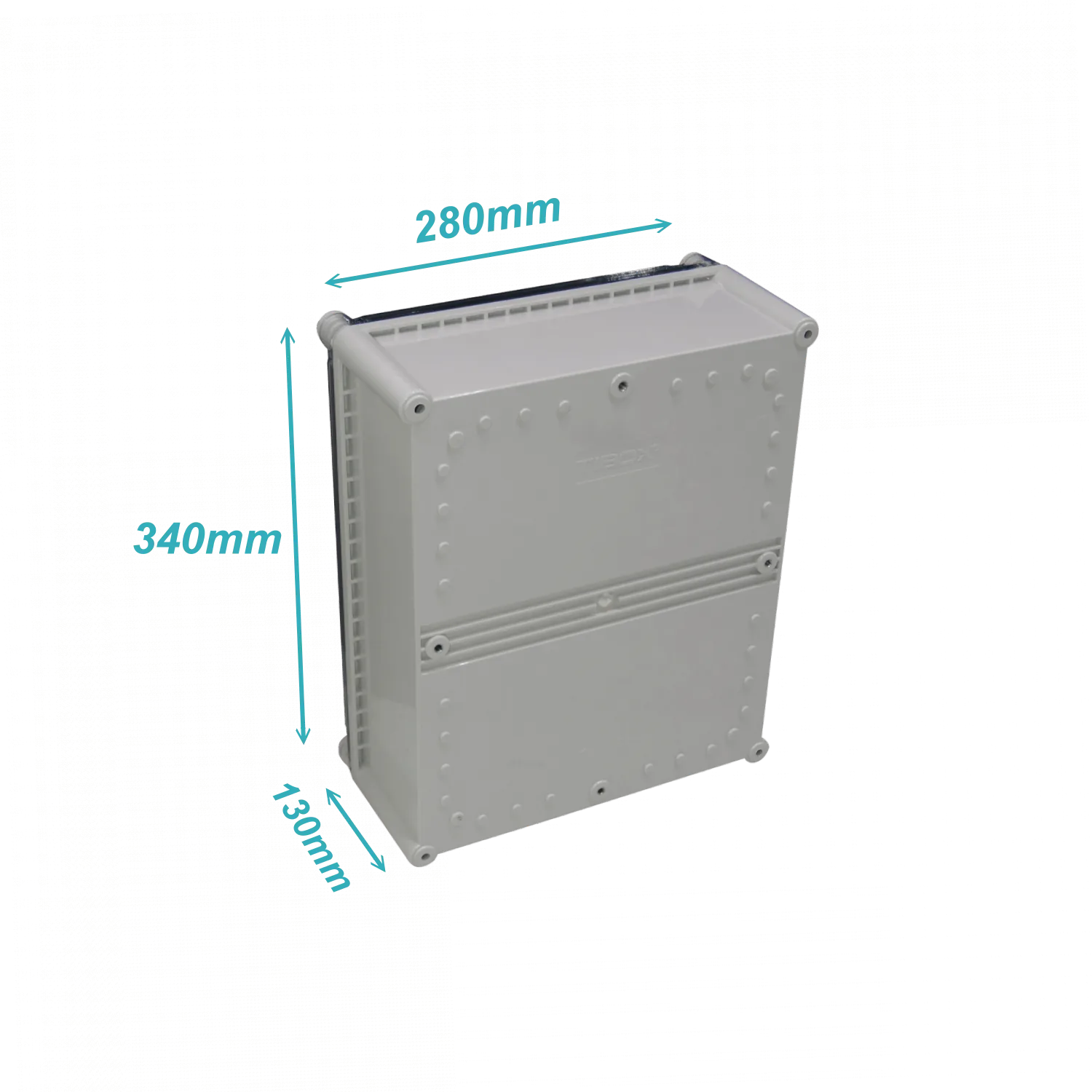 Caja ABS Tibox TJ-AT-3428 340x280x130mm IP66 tapa transparente con placa aluminio 3