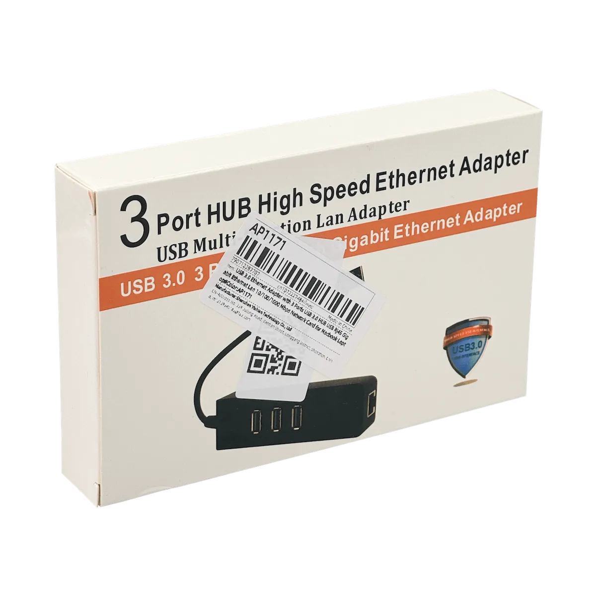 1-USB3.0-AM 1-LAN-RJ45-Ethernet 10/100mbps Hub-3p Win Mac Linux 3