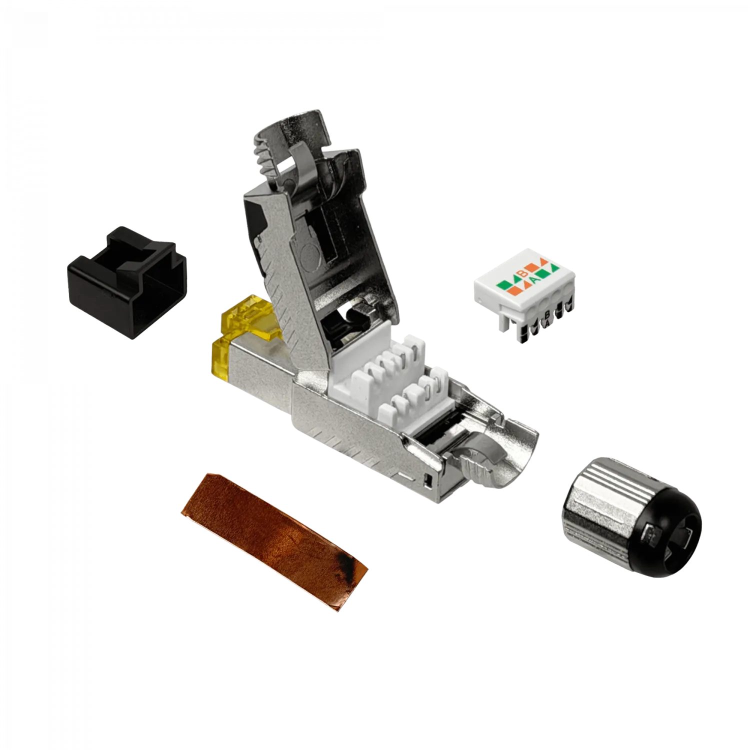 RJ45 Macho Blindado FTP Auto-Punchable Cat6 Unifilar Conector Metalico 4
