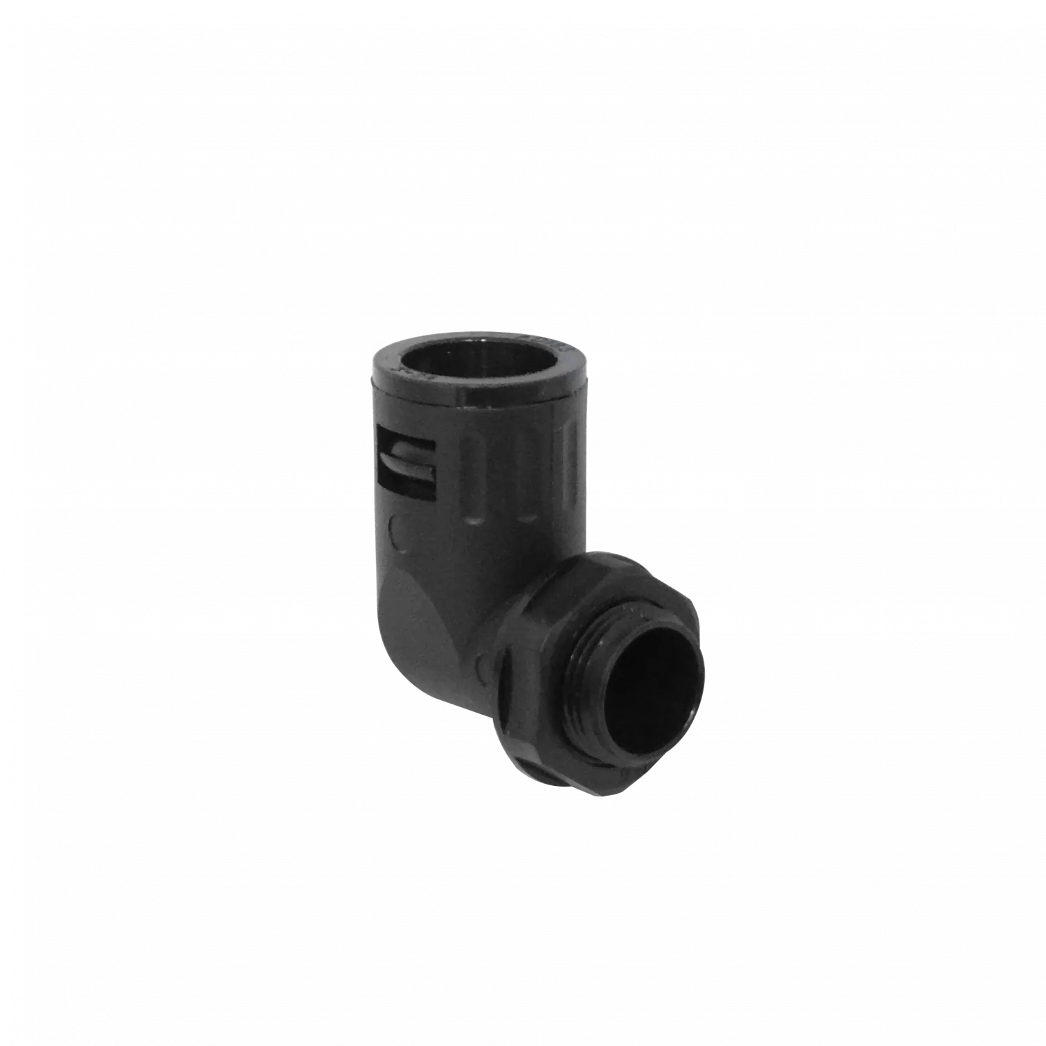 Codo Salida Caja Prensa Estopa p/Conduit Flexible Plastico Negro 19mm  1