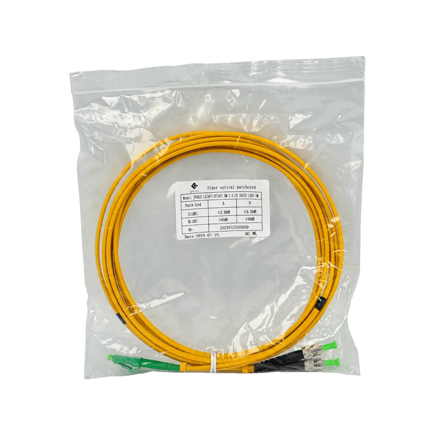 3mt LC/APC-ST/APC MonoModo SM Duplex Jumper Cable Fibra 9/125um 3mm 1
