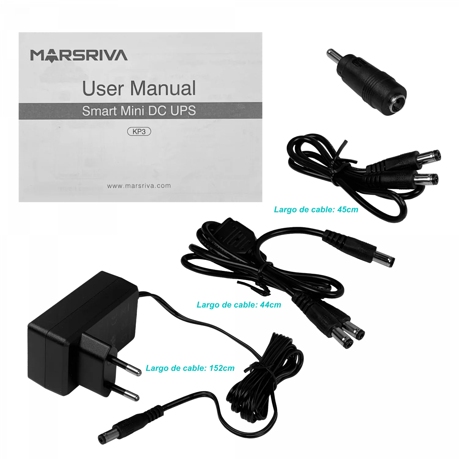 Mini UPS MARSRIVA 37Wh 10000mAh, Salidas 5V/9V/12V 1.5A, Entrada 12VDC, Batería de Litio 5