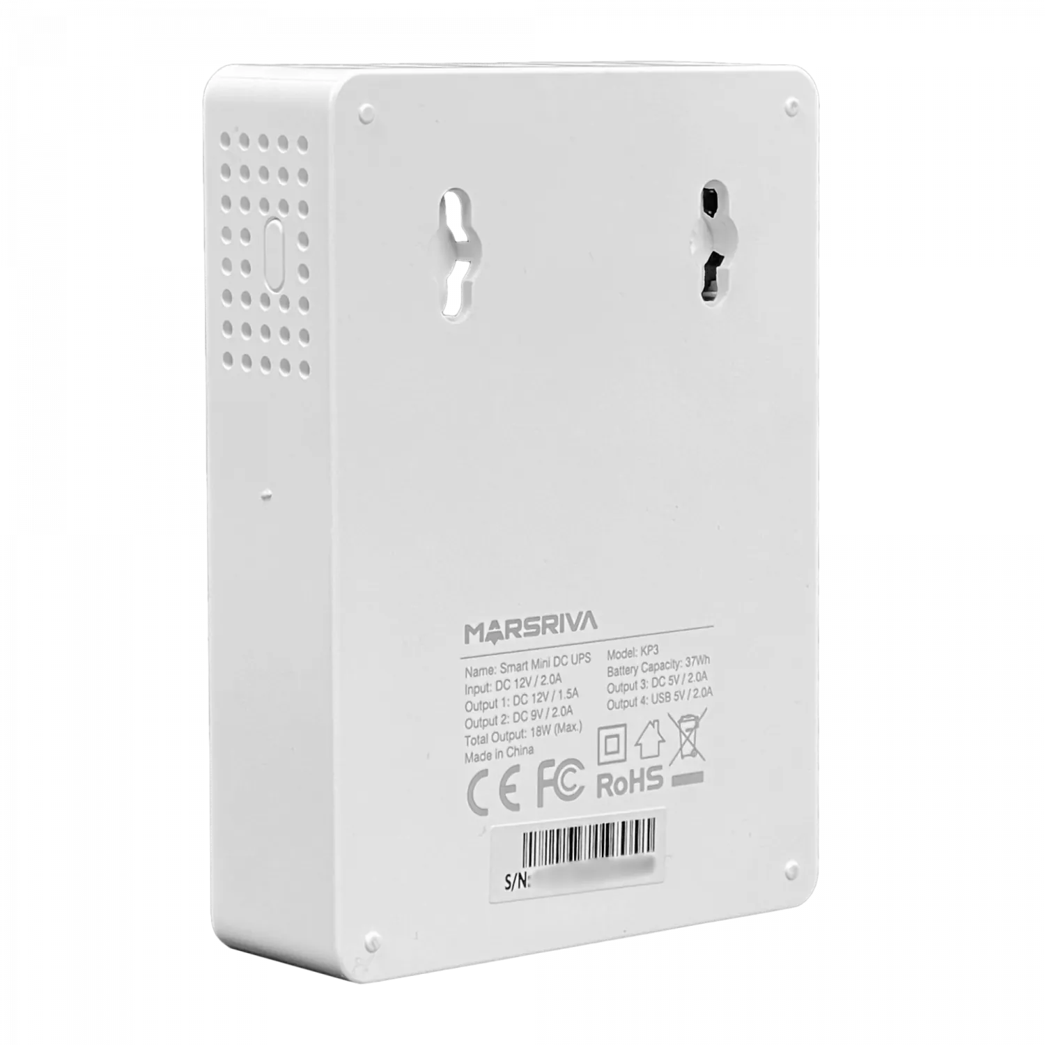 Mini UPS MARSRIVA 37Wh 10000mAh, Salidas 5V/9V/12V 1.5A, Entrada 12VDC, Batería de Litio 3