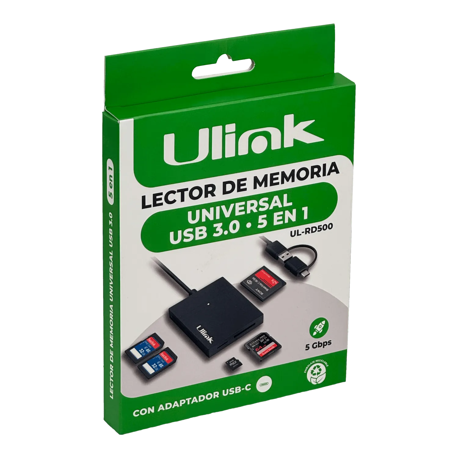 ULINK Lector USB3.0 USB-A-C Todo-en-1 SD mSD TF CF XD UL-RD500 4