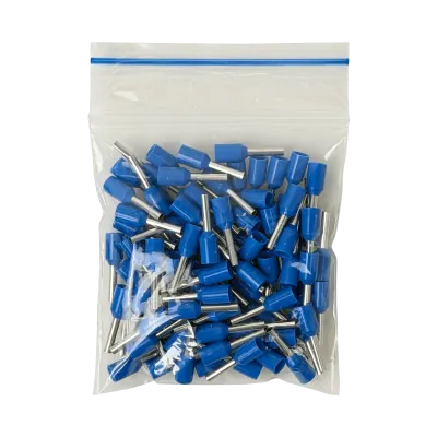 Terminal Aislado Crimpeable Azul 1,0mm2 8/15mm 100-unid AWG18 Ferrules  3