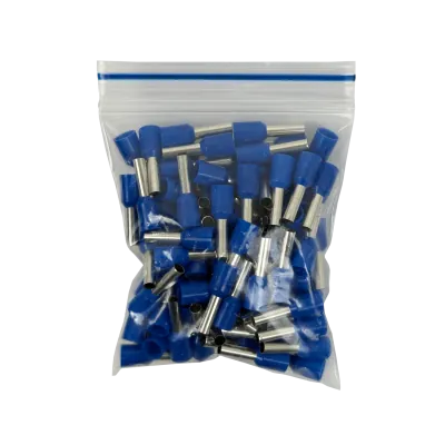 Terminal Aislado Crimpeable Azul 2,5mm2 8/15mm 100-unids AWG14 Ferrules  3