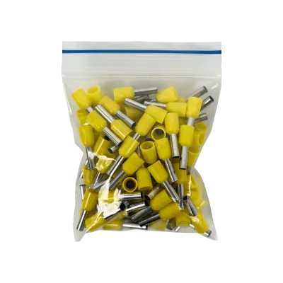 Terminal Aislado Crimp Amarillo 2,5mm2 8/15mm 100-unids AWG14 Ferrules  3