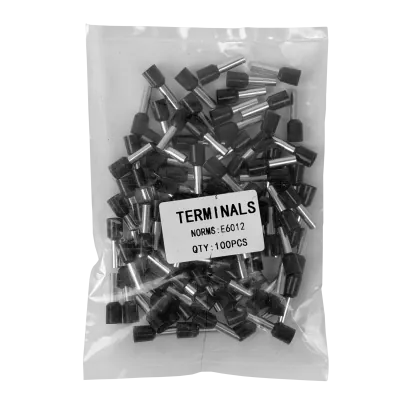 Negro 6,0mm2 12/20mm 100-unid AWG10 Ferrules Terminal Aislado Crimpeab 3