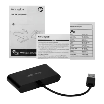 KENSINGTON Hub 4-USB2.0 no permite fuente de poder cable-10cm K39120WW 4