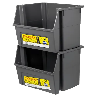 WENCO Frontal Ferretero Apilable Gris 40x45cm 34cm-Altura PP 5