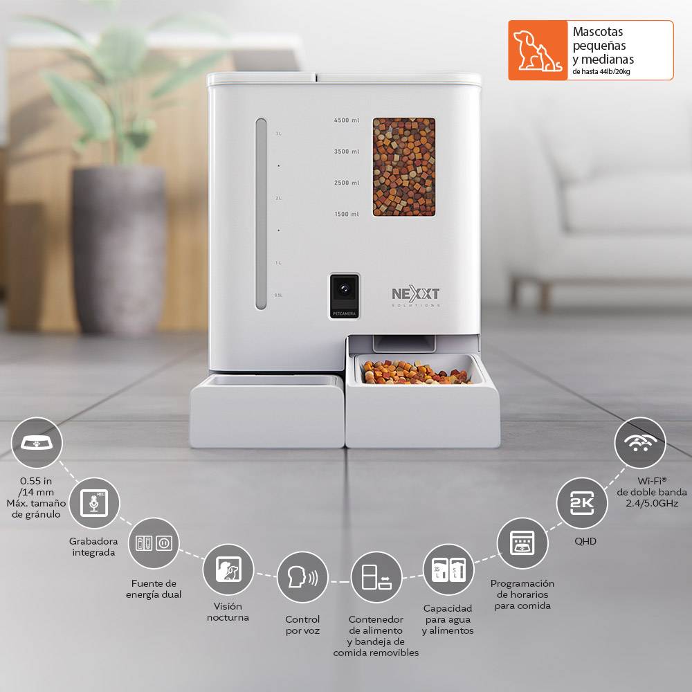 Dispensador Inteligente de alimento Nexxt Home NHA-P710, Alimento y Agua, Wi-Fi, Cámara 2K 2