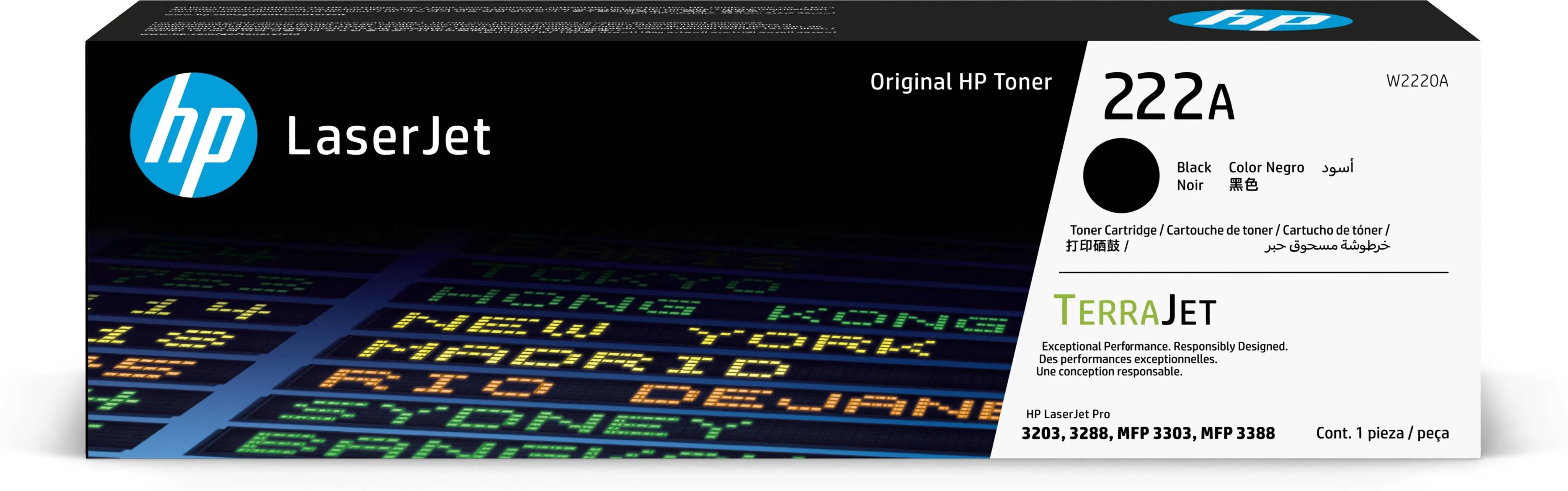 Cartucho de Tóner Original HP 222A Negro (W2220A), Rendimiento Hasta 1.300 páginas 1