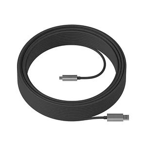 Cable Resistente Logitech de USB-A a USB-C, 10 Gbps, Largo 25 metros, Negro