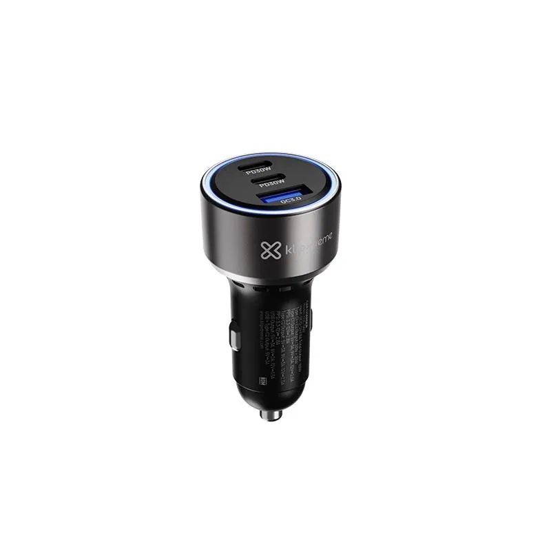 Adaptador auto Klip Xtreme 60W – 2×USB-C, 1×USB-A, carga rápida dispositivos móviles 1