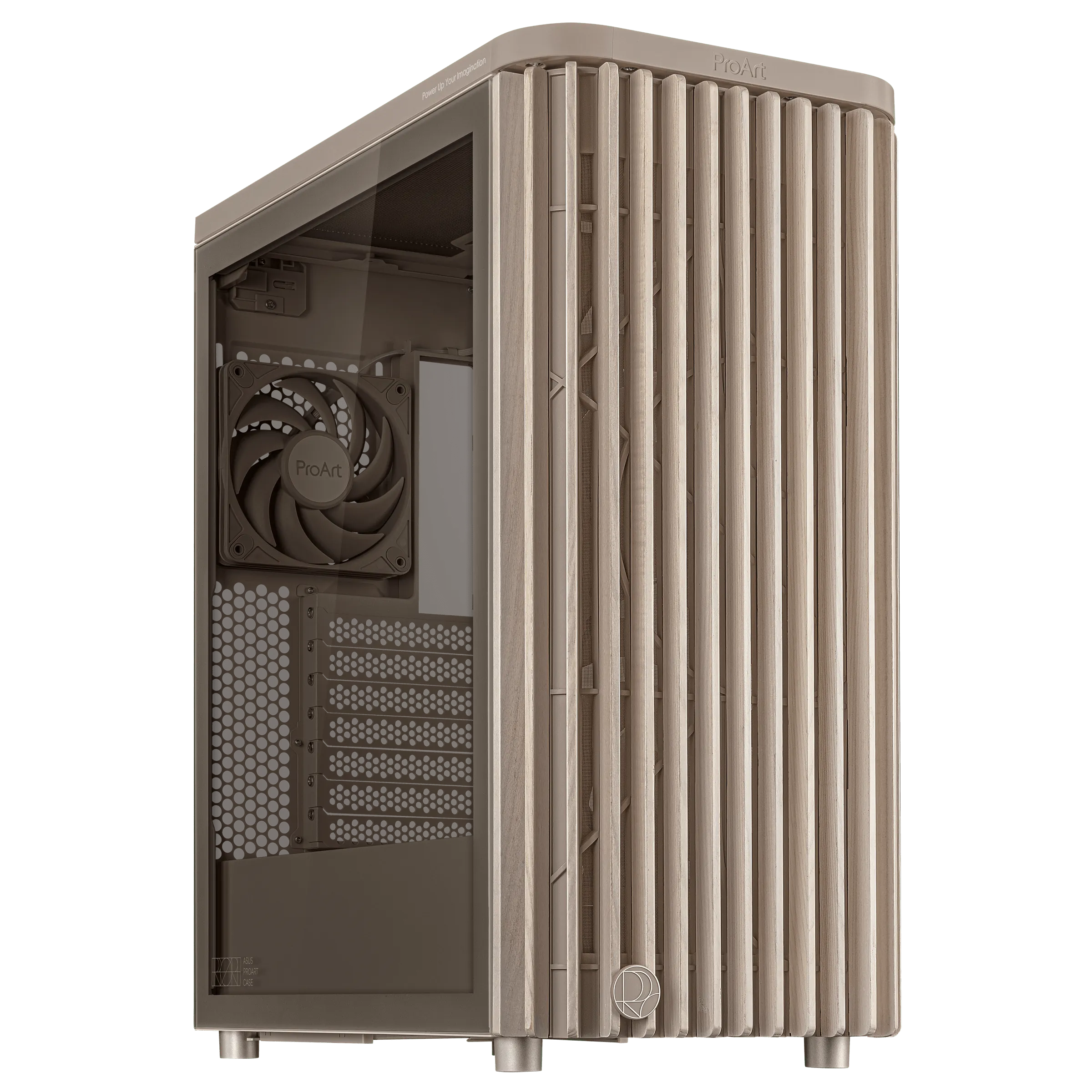 Gabinete ASUS ProArt PA401 Wood Edition Beige, Vidrio Templado, Mid Tower, Incluye 3 Ventiladores 1