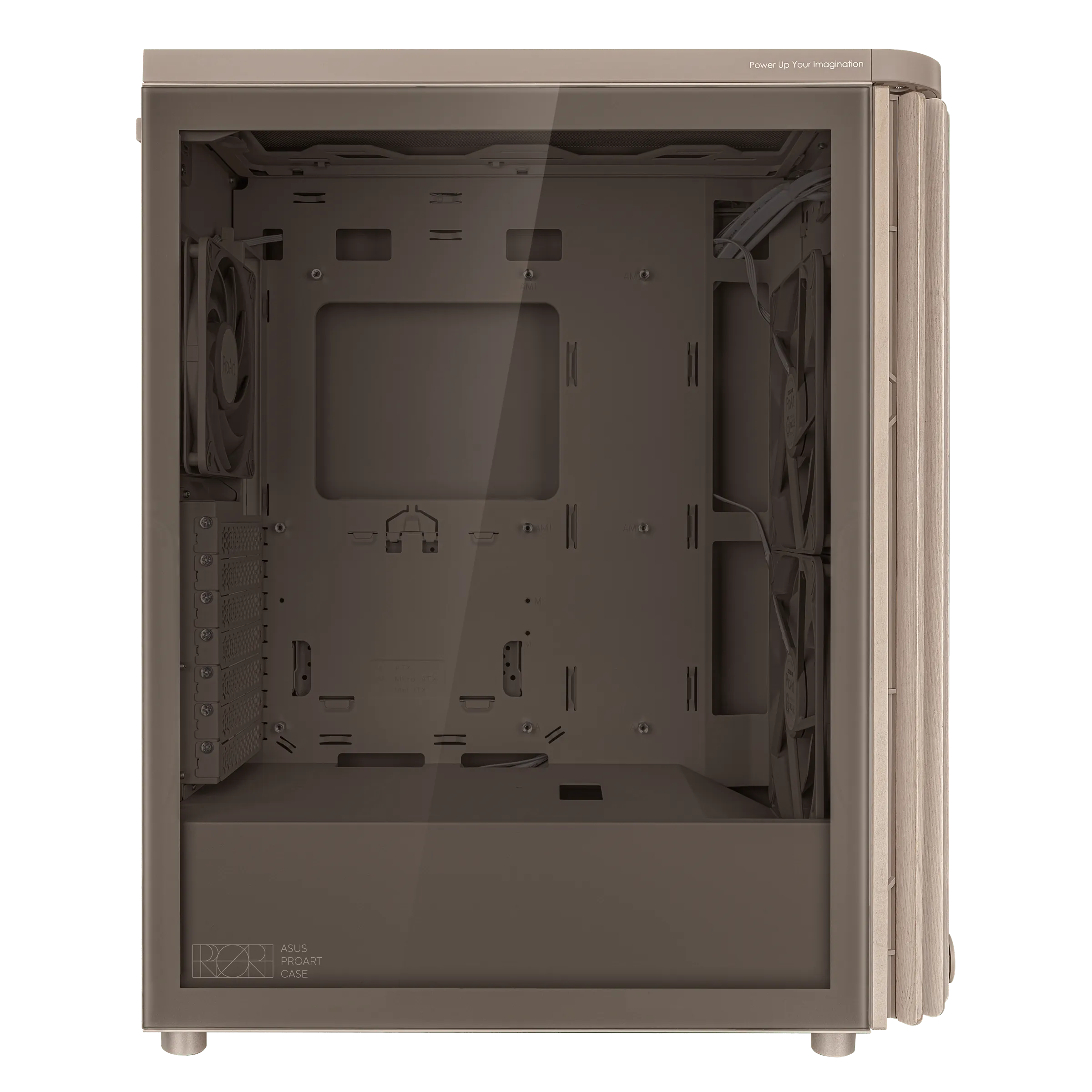 Gabinete ASUS ProArt PA401 Wood Edition Beige, Vidrio Templado, Mid Tower, Incluye 3 Ventiladores 4