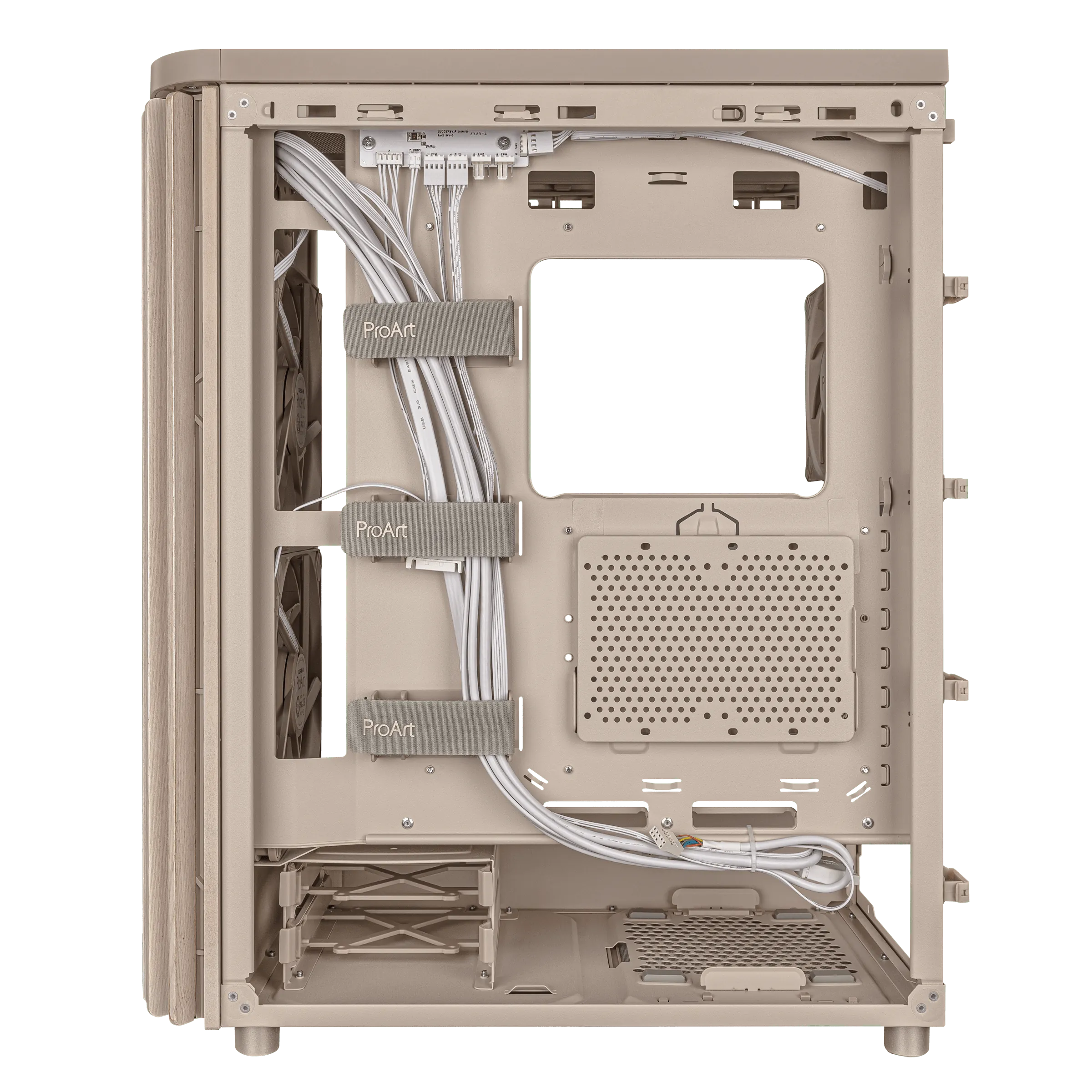 Gabinete ASUS ProArt PA401 Wood Edition Beige, Vidrio Templado, Mid Tower, Incluye 3 Ventiladores 6