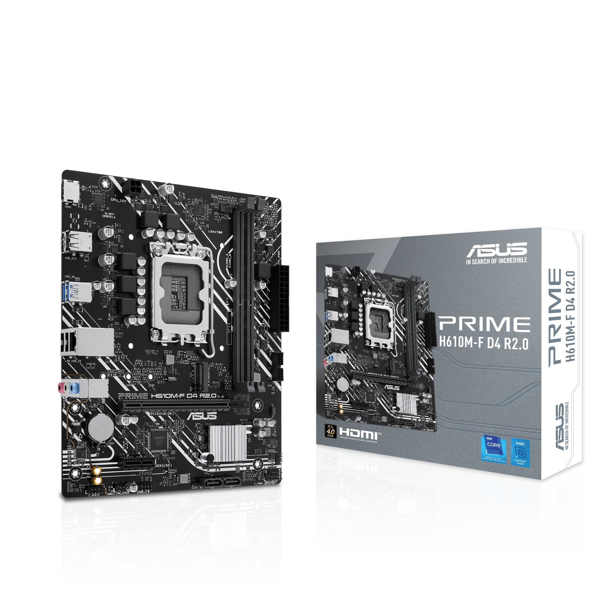 Placa Madre ASUS PRIME H610M-F D4 R2.0, Socket LGA 1700, 2x DDR4, M.2, PCIe 4.0, HDMI, Micro-ATX  1