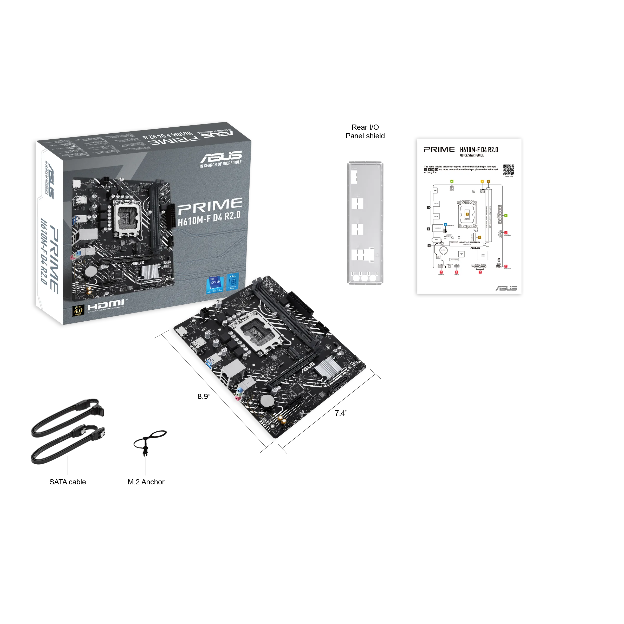Placa Madre ASUS PRIME H610M-F D4 R2.0, Socket LGA 1700, 2x DDR4, M.2, PCIe 4.0, HDMI, Micro-ATX  9