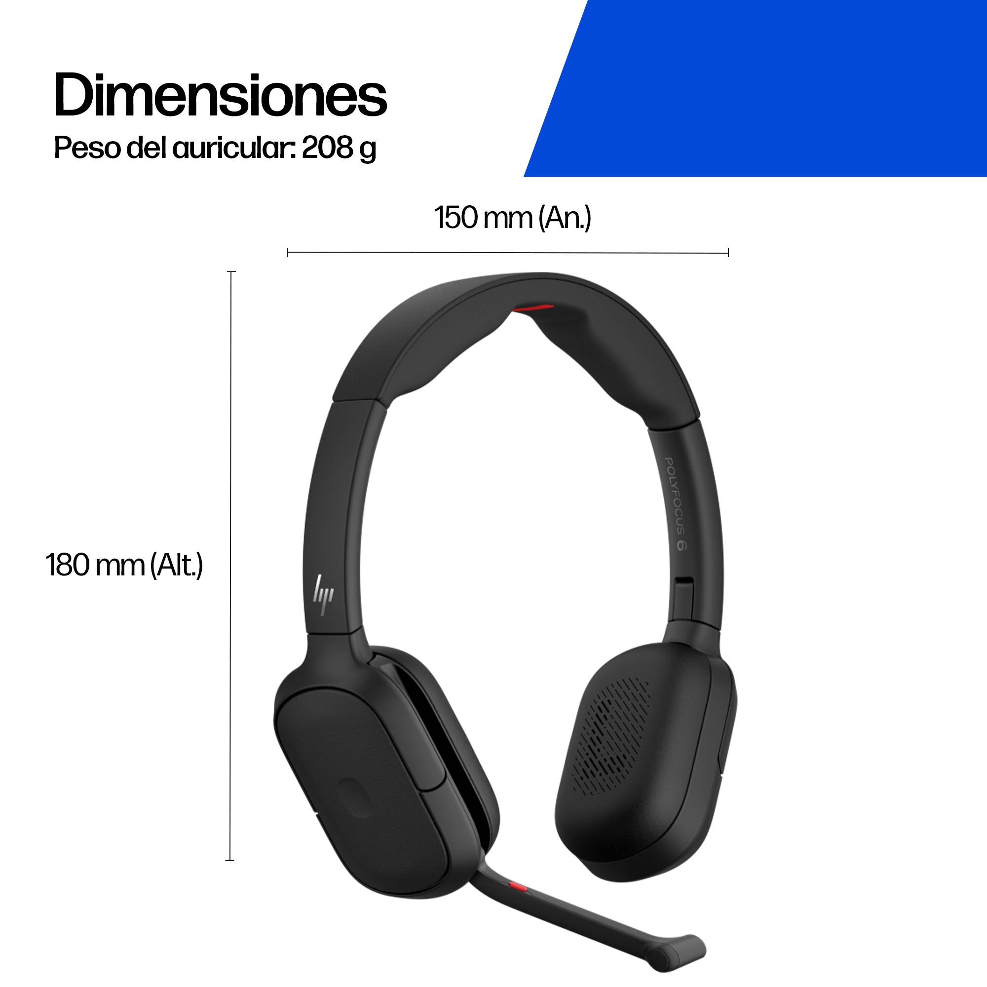 HP Poly Focus 625 Stereo Bluetooth Headset HP Poly Focus 625 4