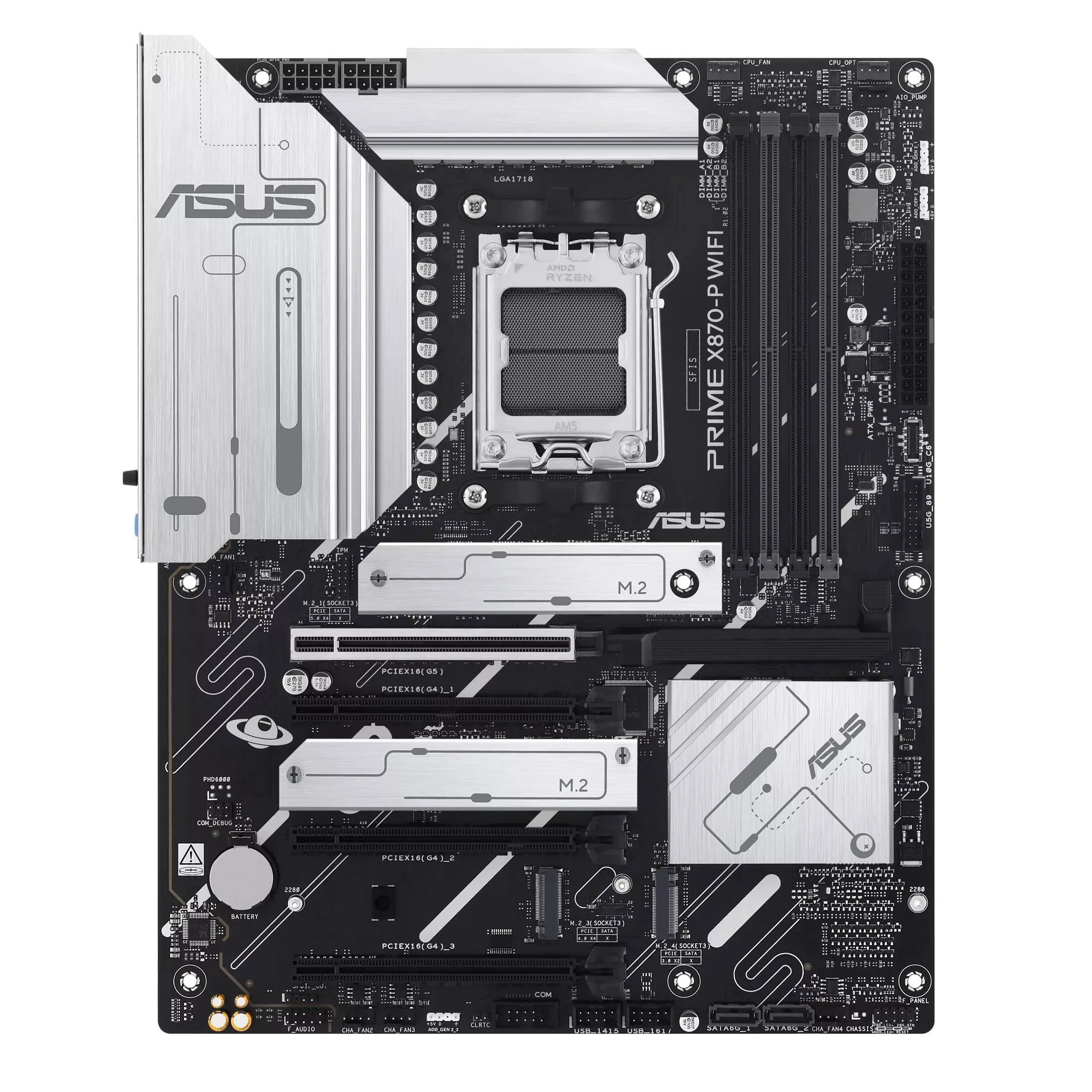 Placa Madre ASUS PRIME X870-P WIFI, Socket AM5, 4x DDR5, 4 xM.2, 2x USB4, HDMI, Wi-Fi 7, ATX 2