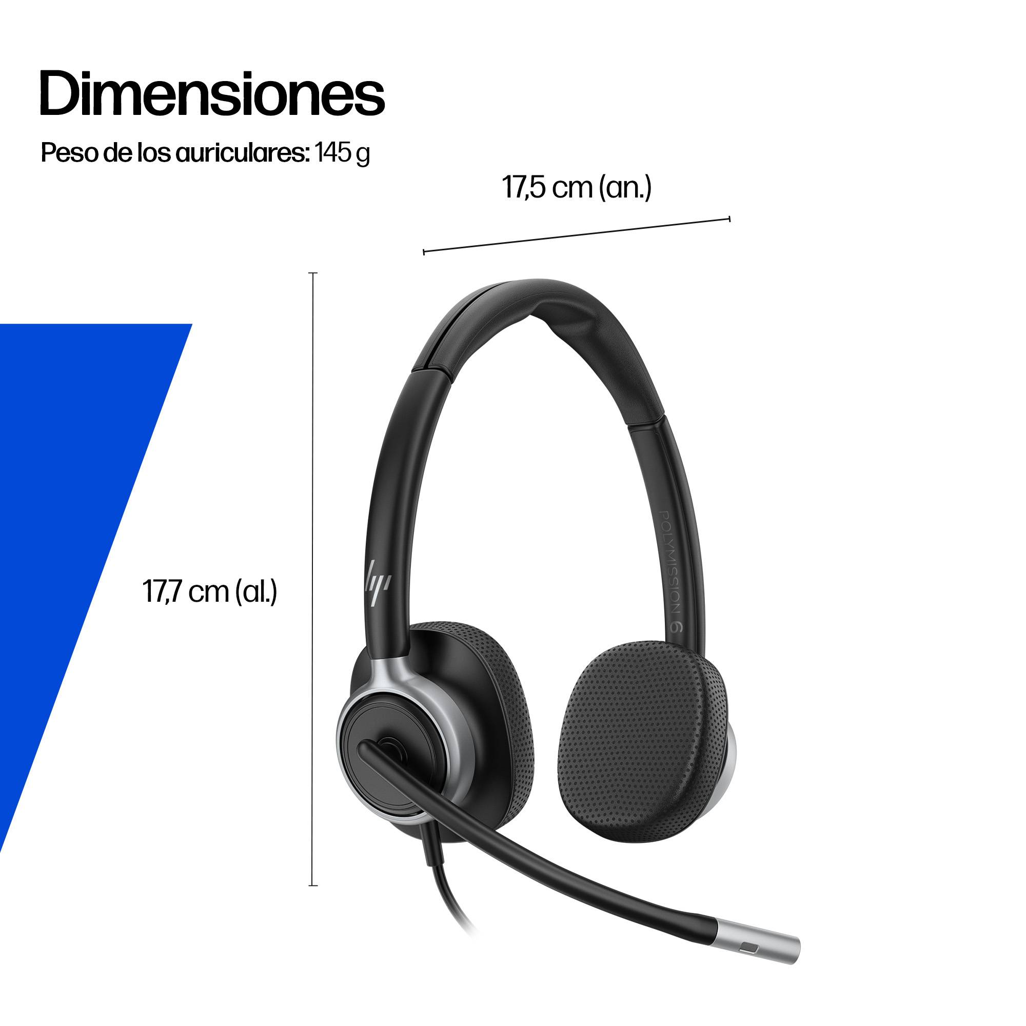 HP Poly Mission 625 Stereo USB Wired Headset HP Poly Mission 625 6