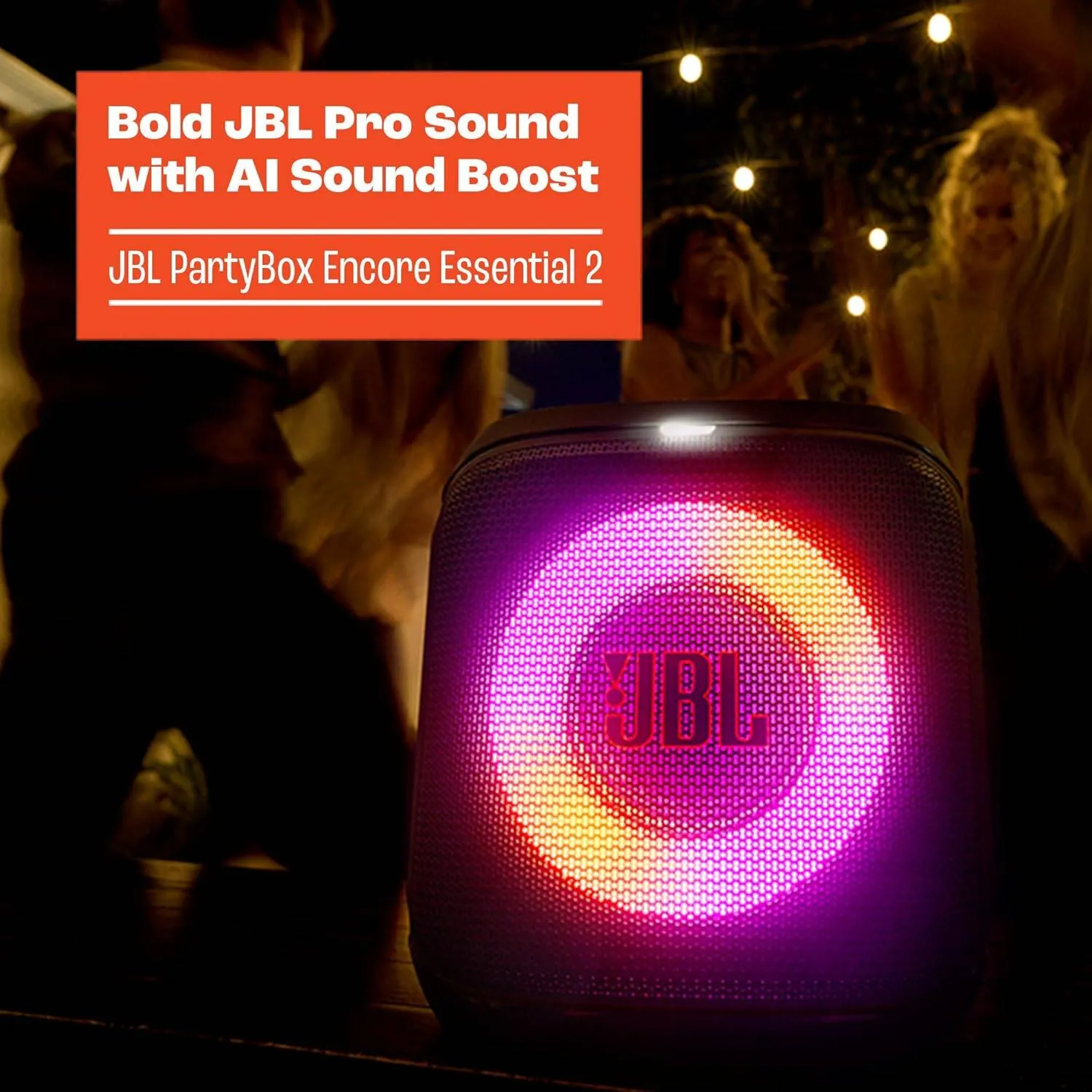 Parlante JBL PartyBox Encore Essential 2 inalámbrico con iluminación y fiesta sin límites (Negro) 3