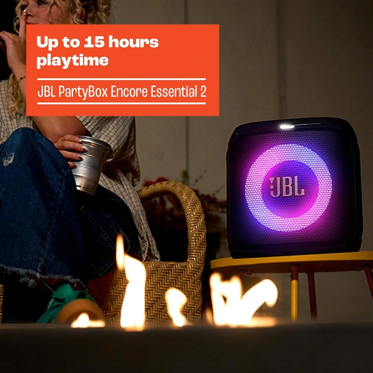 Parlante JBL PartyBox Encore Essential 2 inalámbrico con iluminación y fiesta sin límites (Negro) 5